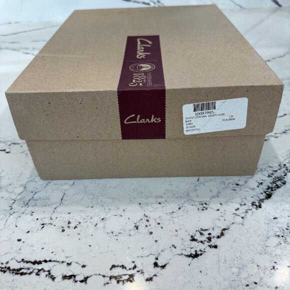 Clarks Jaelyn Fog Platform Sandal Black Leather Size 11 Heel Height 3.25" - Picture 5 of 5